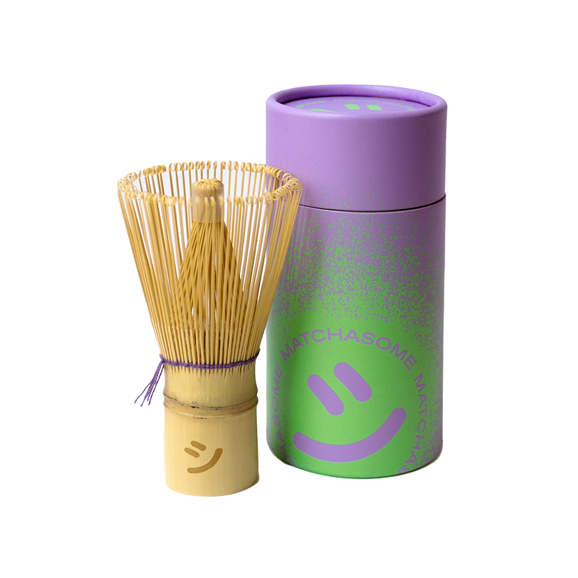 Matchasome's classic bamboo with purple thread and original case