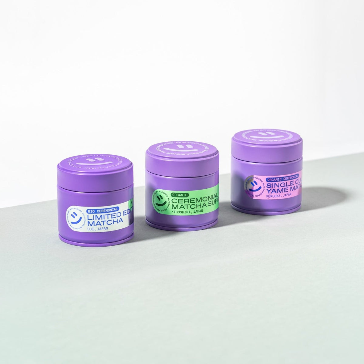 Matchasome Matcha 3-er set. Uji, Kagoshima, Yame Matcha. Bio Ceremonial.