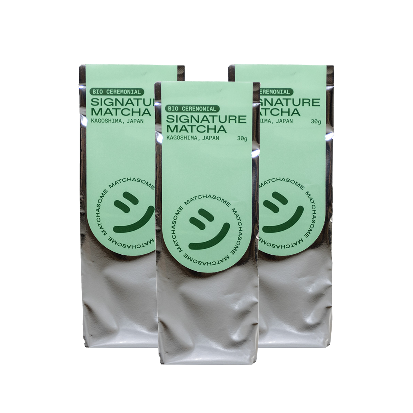 Unser Matchasome Ceremonial Grade Bio Signature Matcha Tee im Nachfüllpack 3er Set