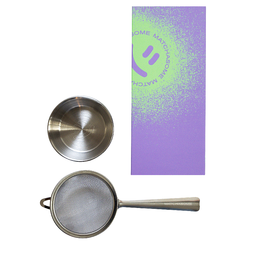 Matchasome stainless steel matcha sifter (sieve) with saucer for a lump-free cup of matcha