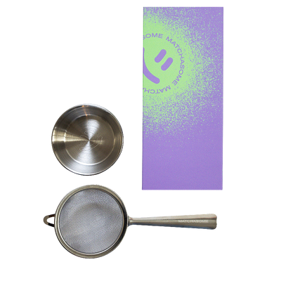 Matchasome stainless steel matcha sifter (sieve) with saucer for a lump-free cup of matcha