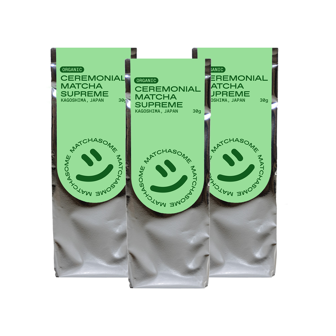 Unser Matchasome Ceremonial Grade Bio Supreme Matcha Tee im Nachfüllpack 3er Set