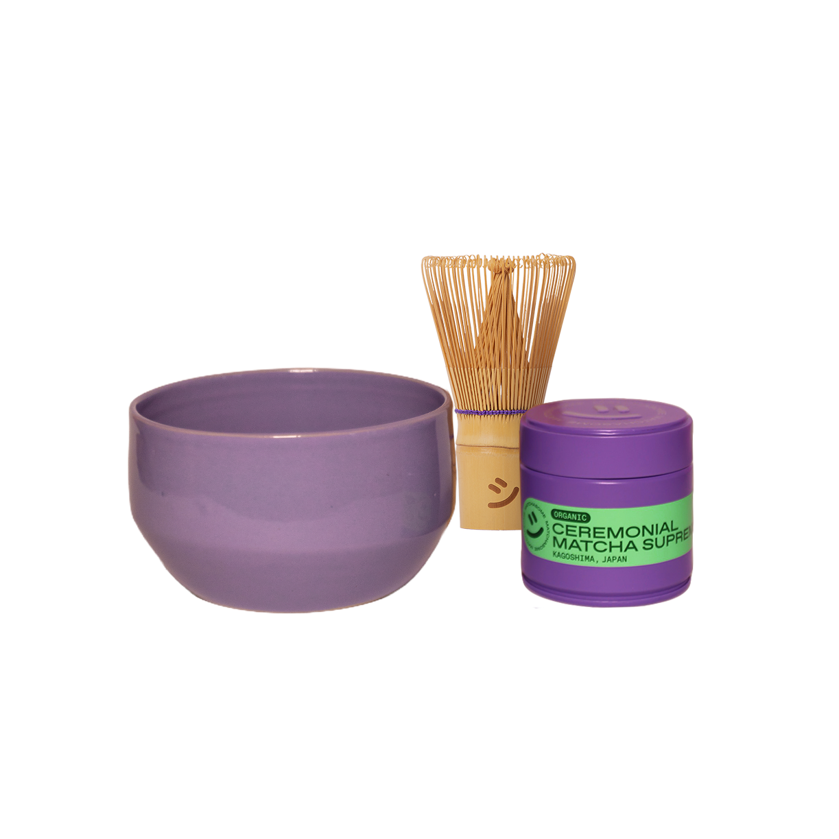 Viola Bescher Matcha-Schale set mit Matcha und Matcha-Besen