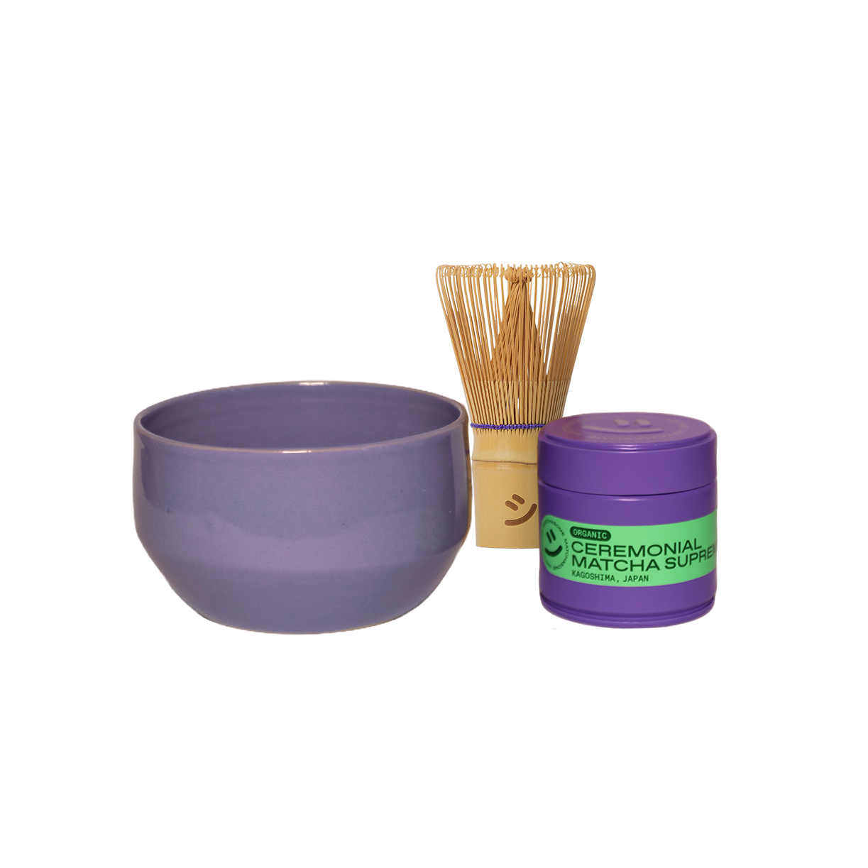 Viola Bescher Matcha-Schale set mit Matcha und Matcha-Besen