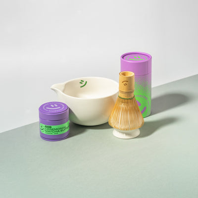 Matchasome Matcha Gift Set Green Grün. Matcha 30g, bamboo whisk, whisk holder, matcha bowl. 