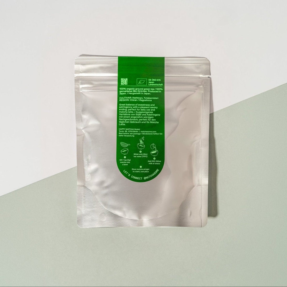 Der Matchasome Ceremonial Grade  Bio Matcha Tee in der 120g Beutel für Matcha Latte